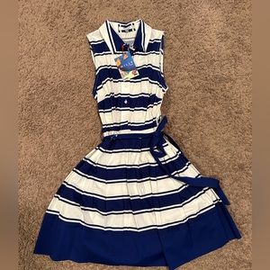 Blue & white striped dress